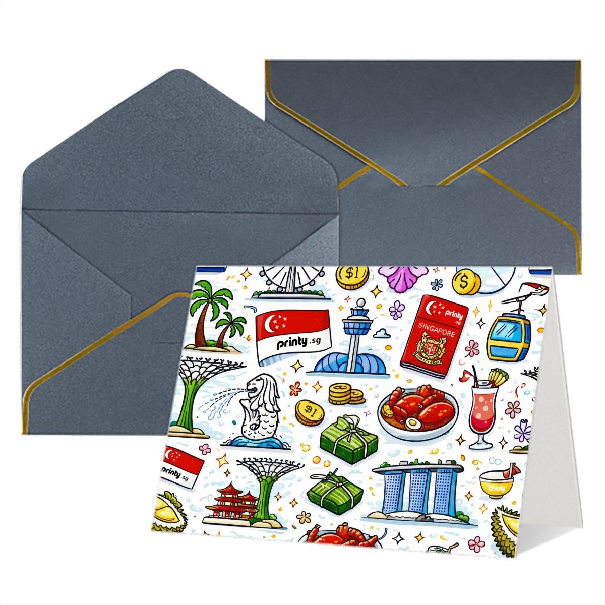 Custom Golden Edge Greeting Cards (Horizontal)