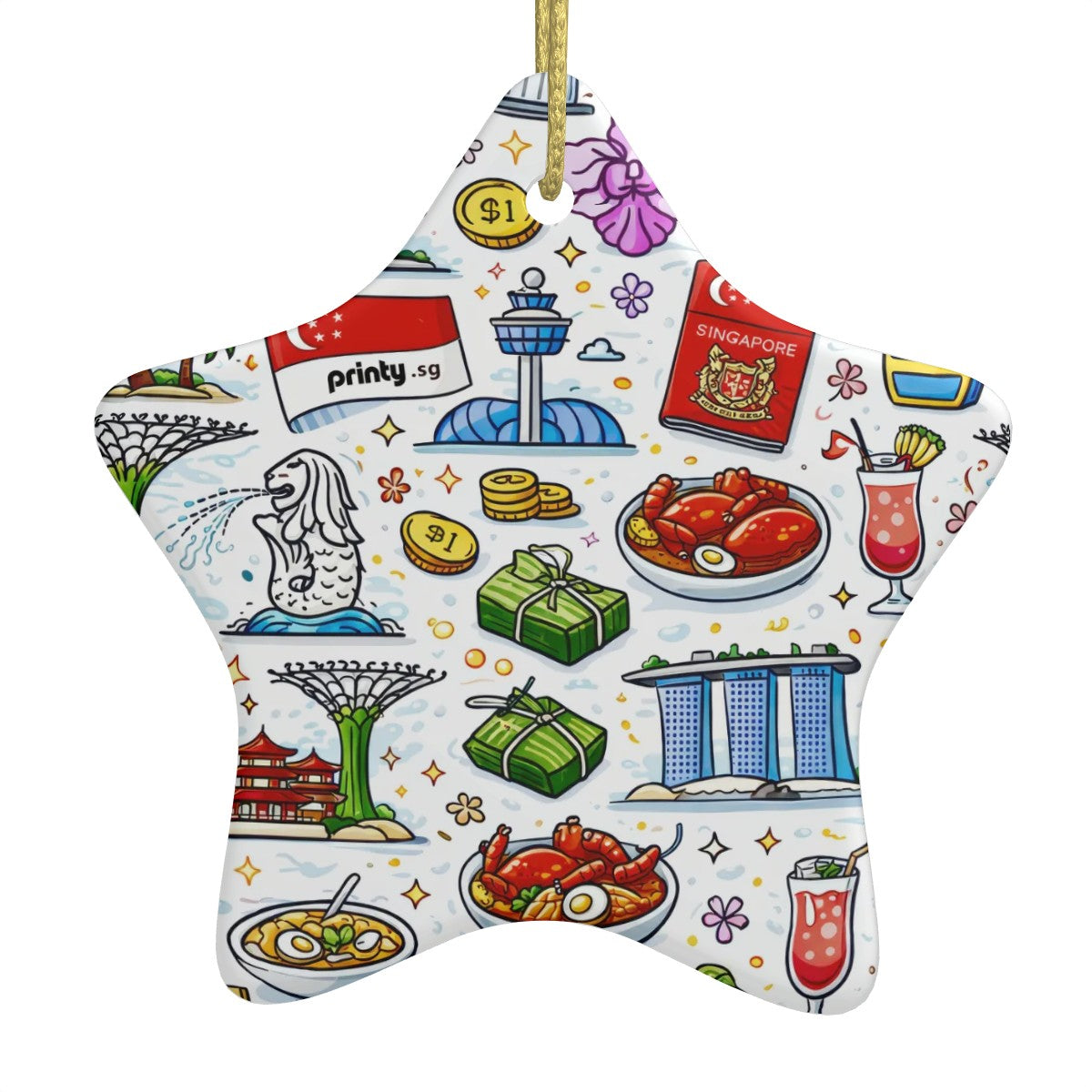 Custom Star Shape Ceramic Ornaments Christmas Decorations