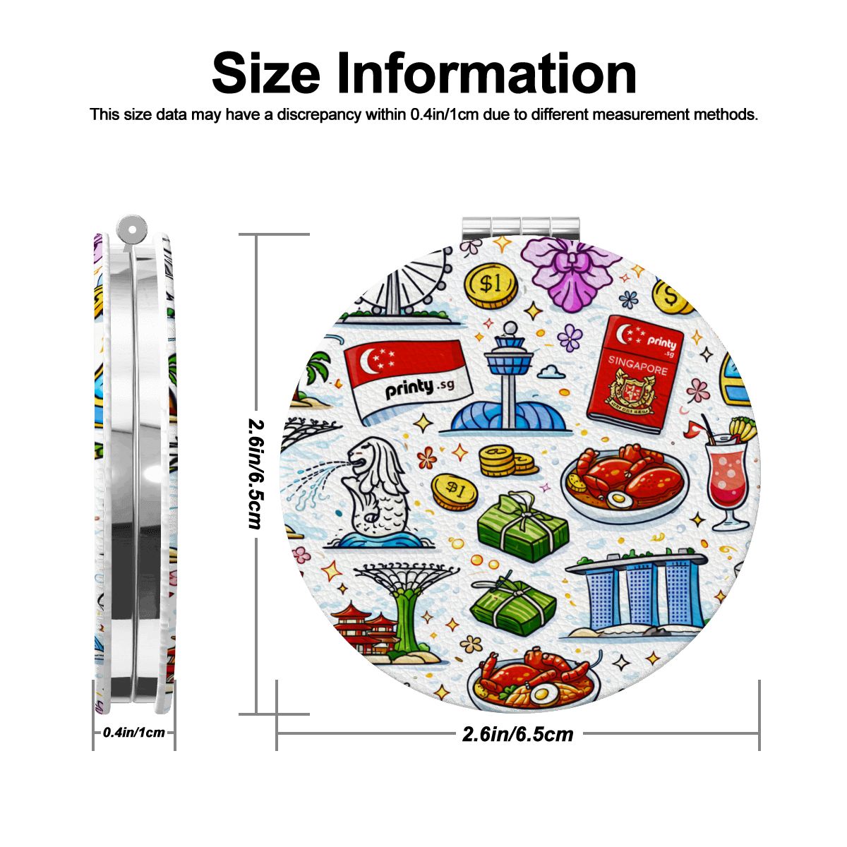 Custom Round Shape Portable Pocket Mirror