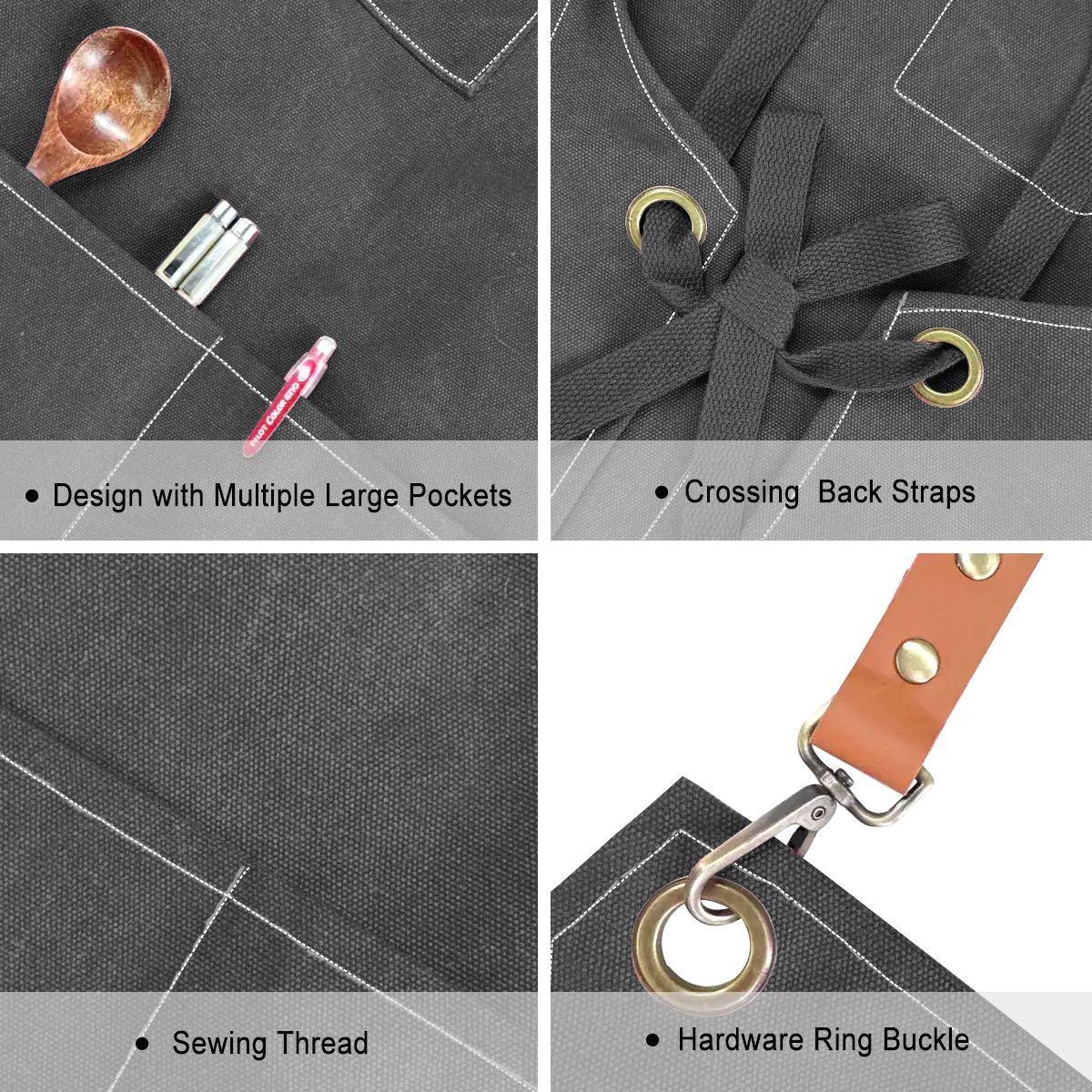 Custom Unisex Canvas Cross Back Apron with Pockets