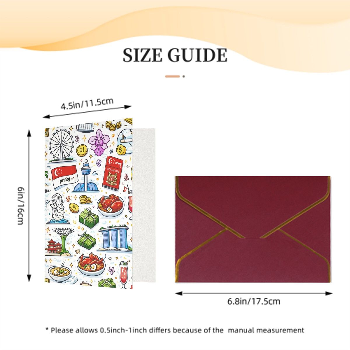 Custom Vertical Greeting Cards (Golden Edge Pearl Paper)