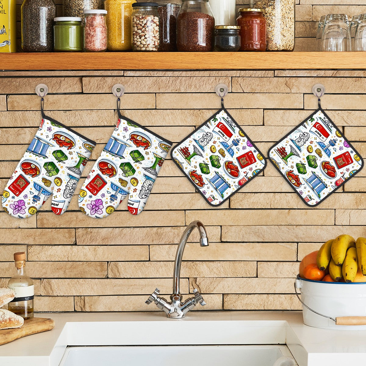 Custom Oven Mitts and Pot Holders Set of 4