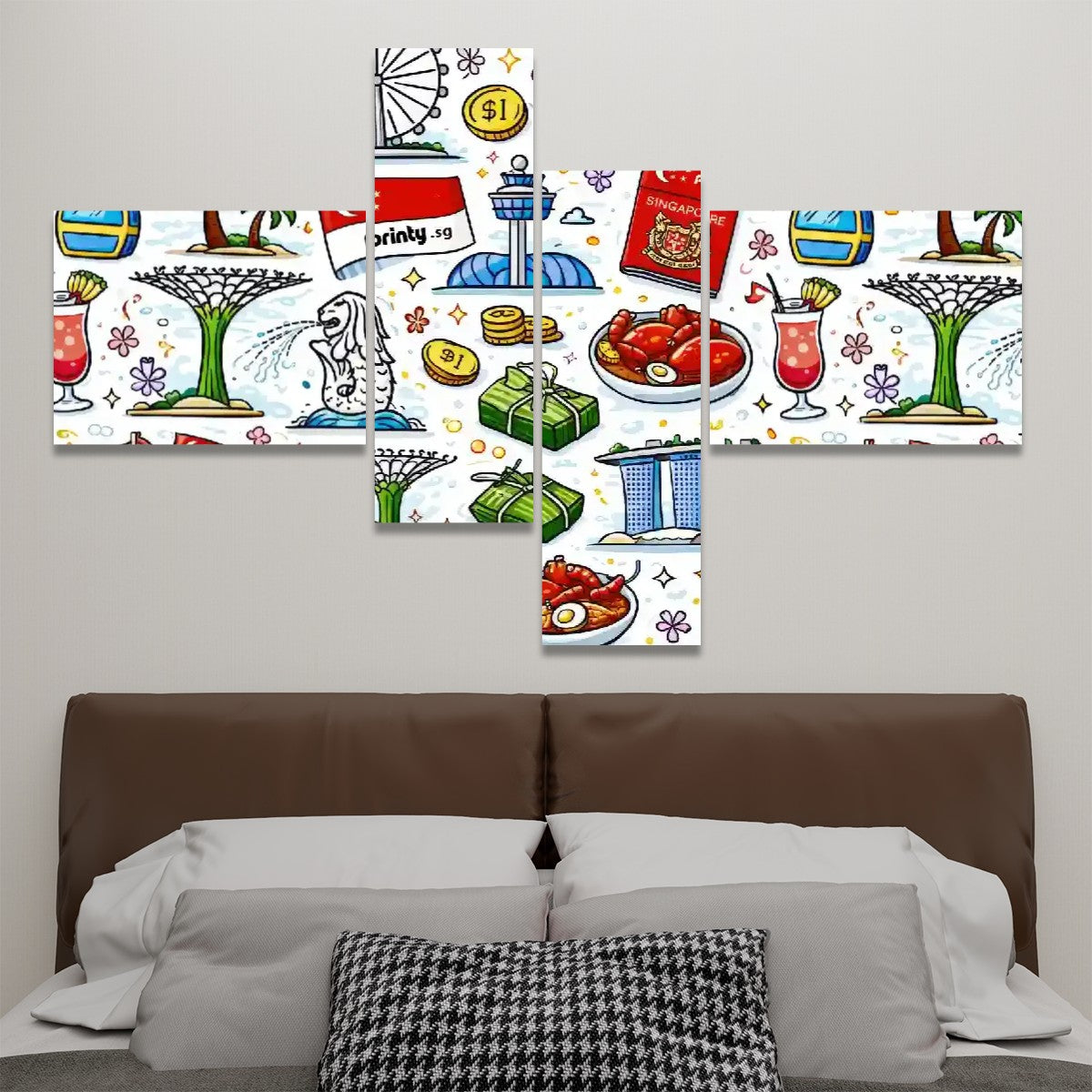 Custom 4 Panels Canvas Prints Wall Art (Set E)