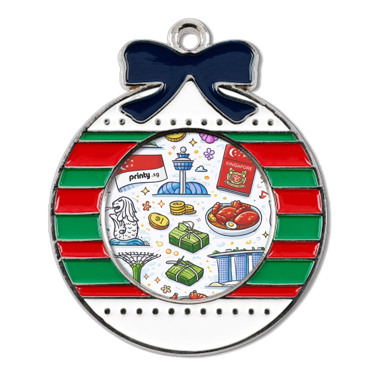 Custom Circular Christmas Decorations Alloy Pendants