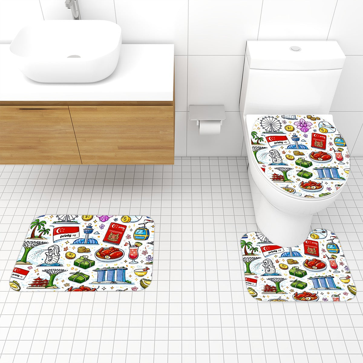 Custom Bathroom Rugs Set 3 pcs