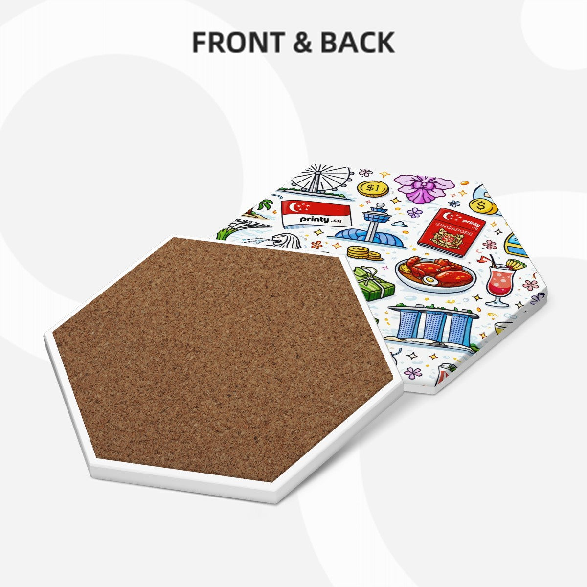 Custom Hexagon Ceramic Coasters Set of 6