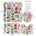 Custom Bathroom Rugs Set with Shower Curtain 4 pcs