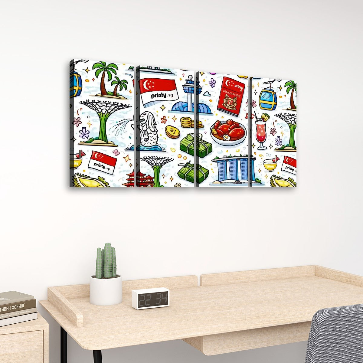 Custom 4 Panels Canvas Prints Wall Art (Set B)