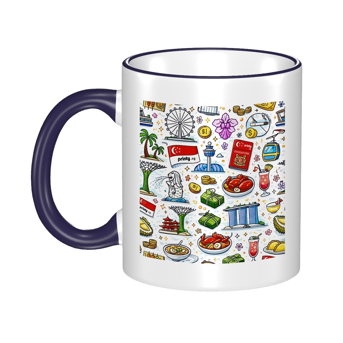 Custom Colored Ceramic Coffee Mug (11oz) (Area Print)