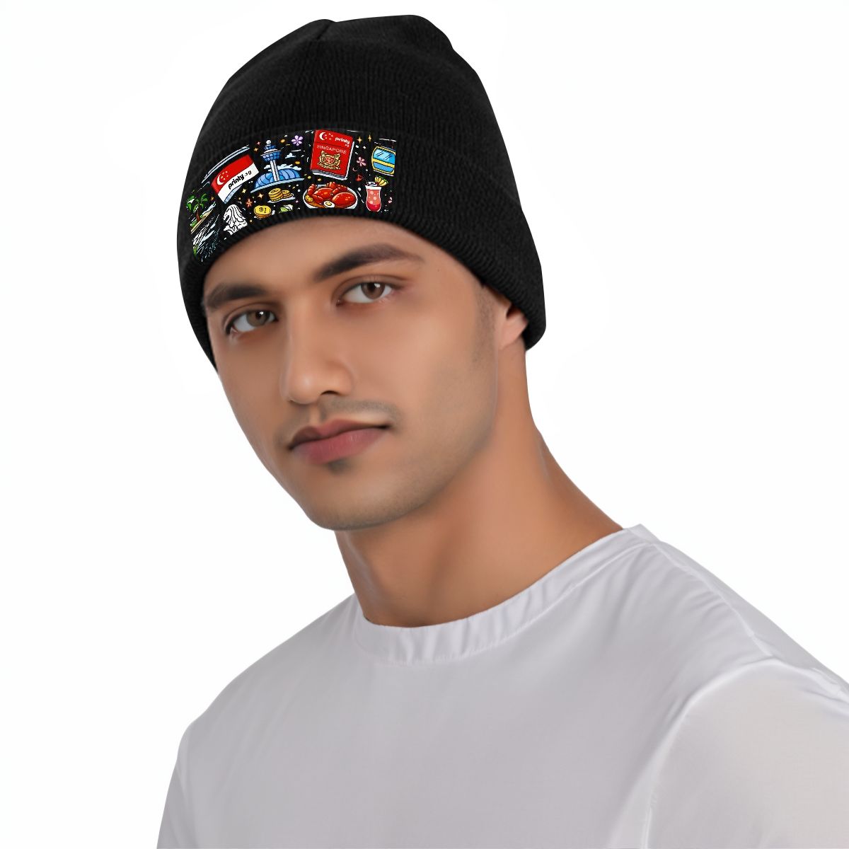 Custom Knit Hat with Heat Transfer Patch