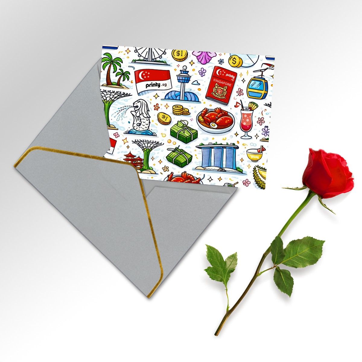 Custom Golden Edge Greeting Cards (Horizontal)