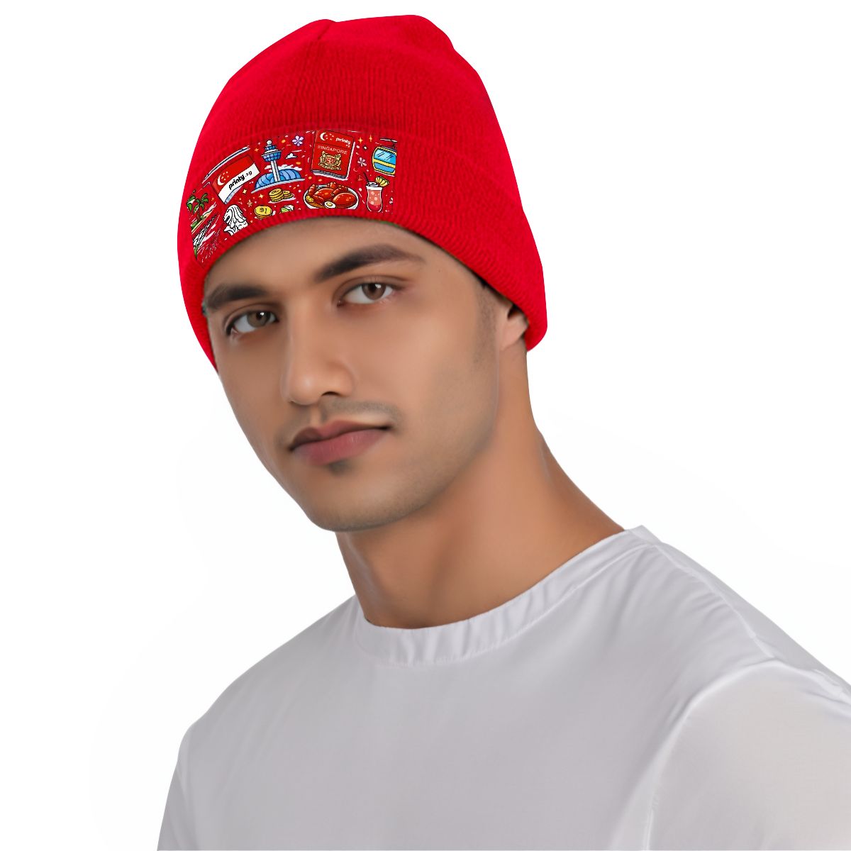 Custom Knit Hat with Heat Transfer Patch