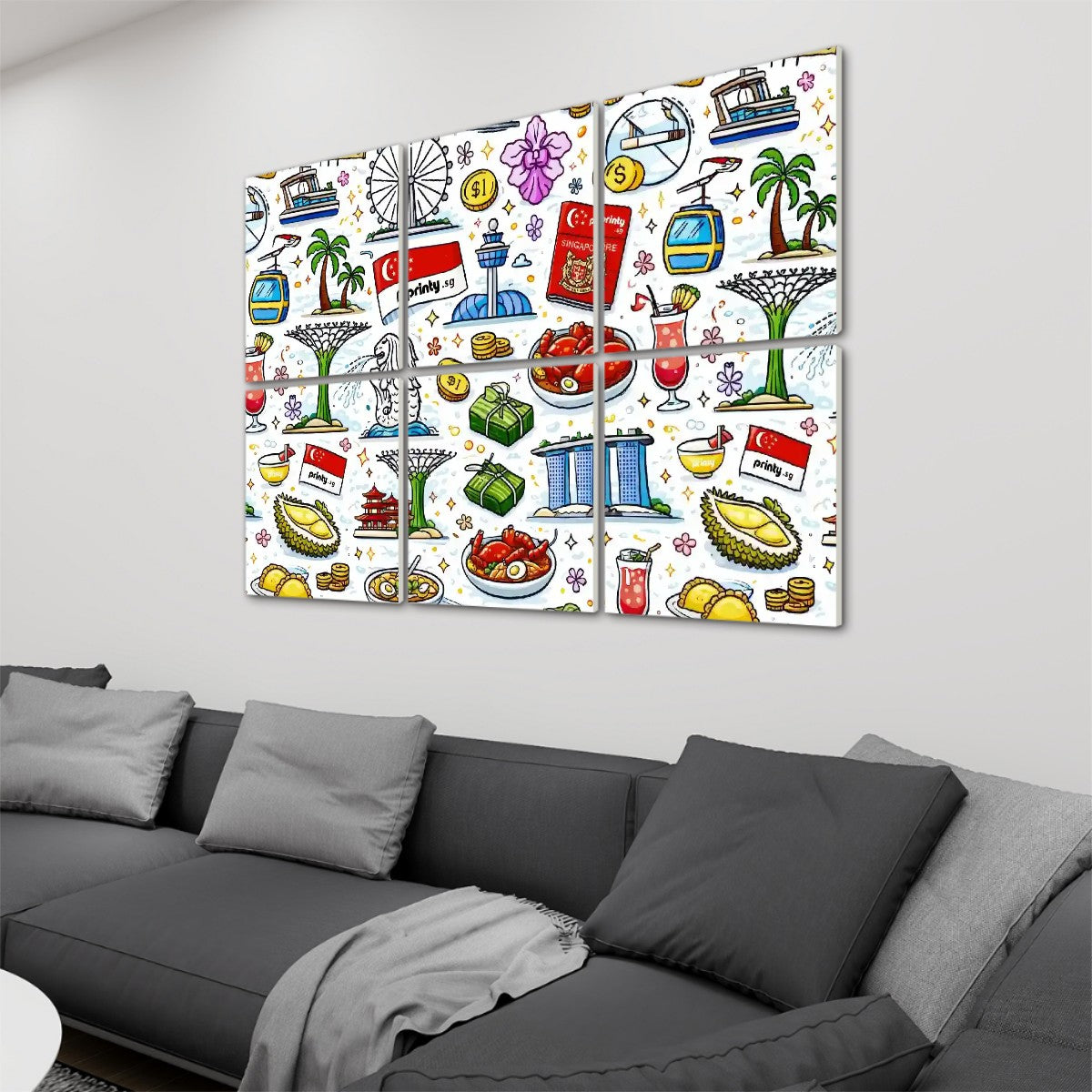 Custom 6 Panels Sound Absorbing Wall Art