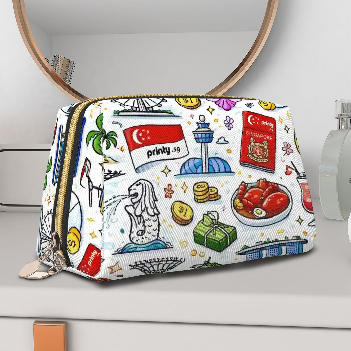 Custom Large Leather Makeup Bag