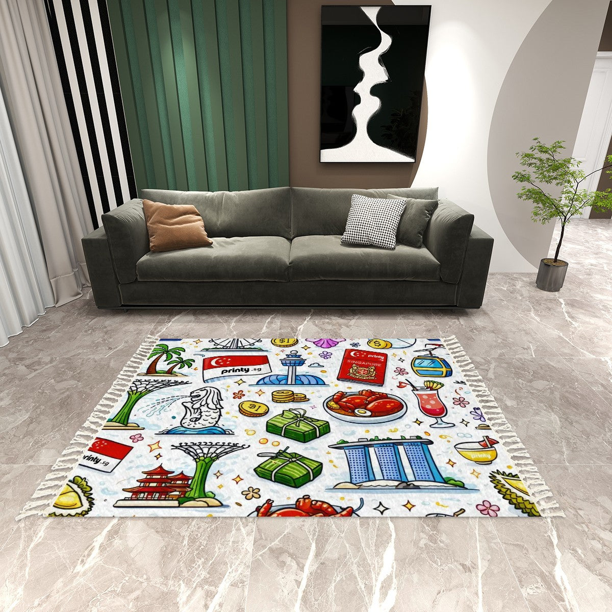 Custom Area Rug with Tassels (8:5)