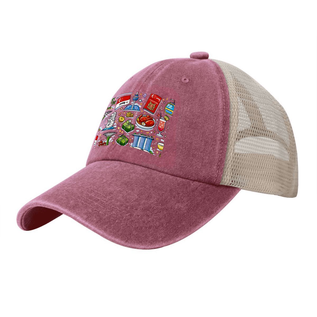 Custom Washed Denim Mesh Cap