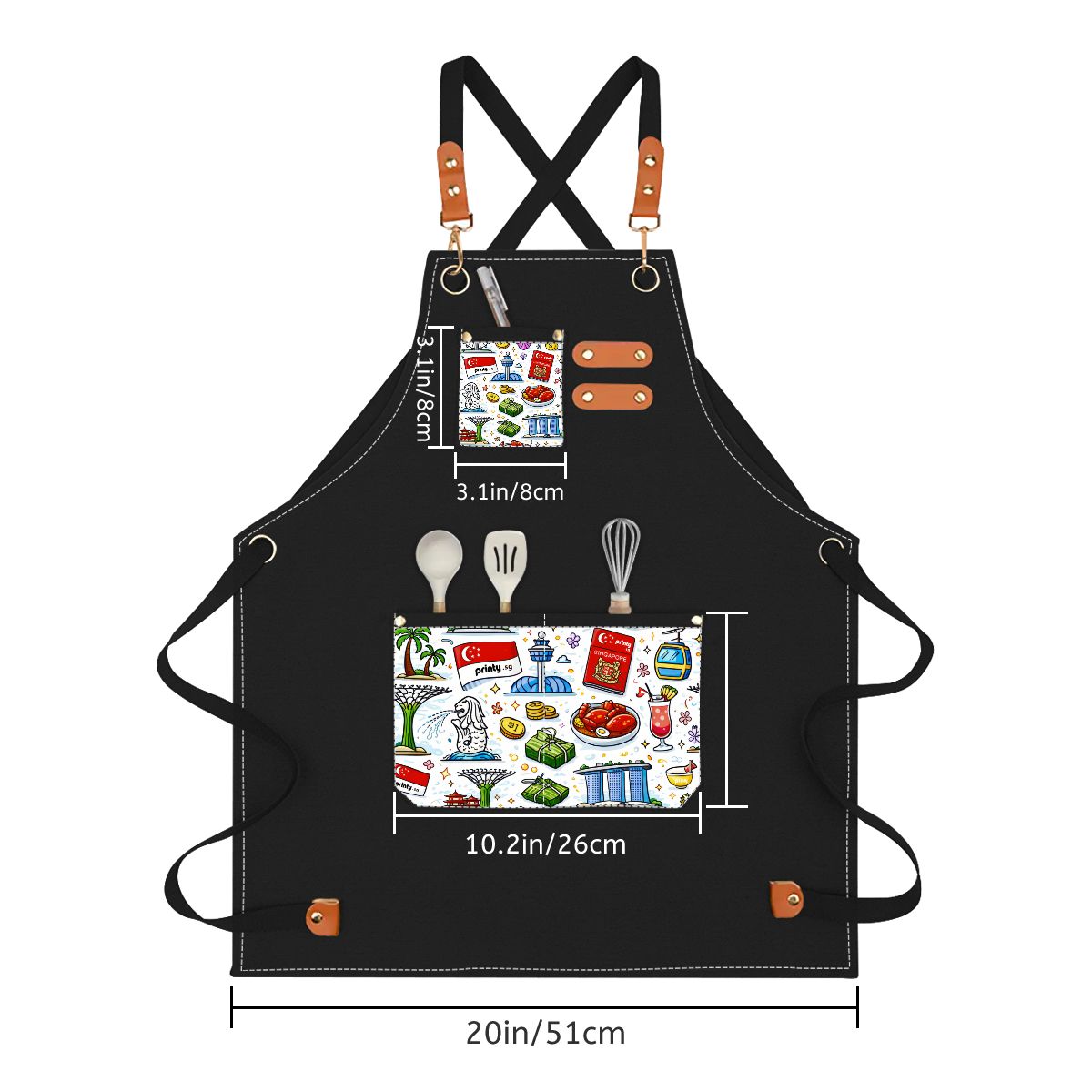 Custom Children's Canvas Cross Back Apron with Pockets