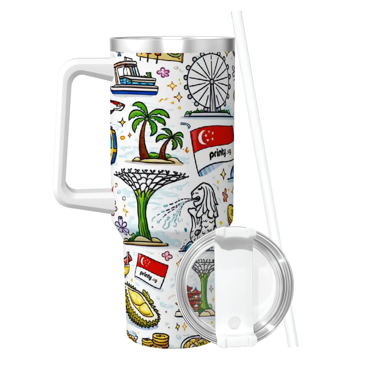 Custom Travel Coffee Mug with Handle and Straw (40oz)