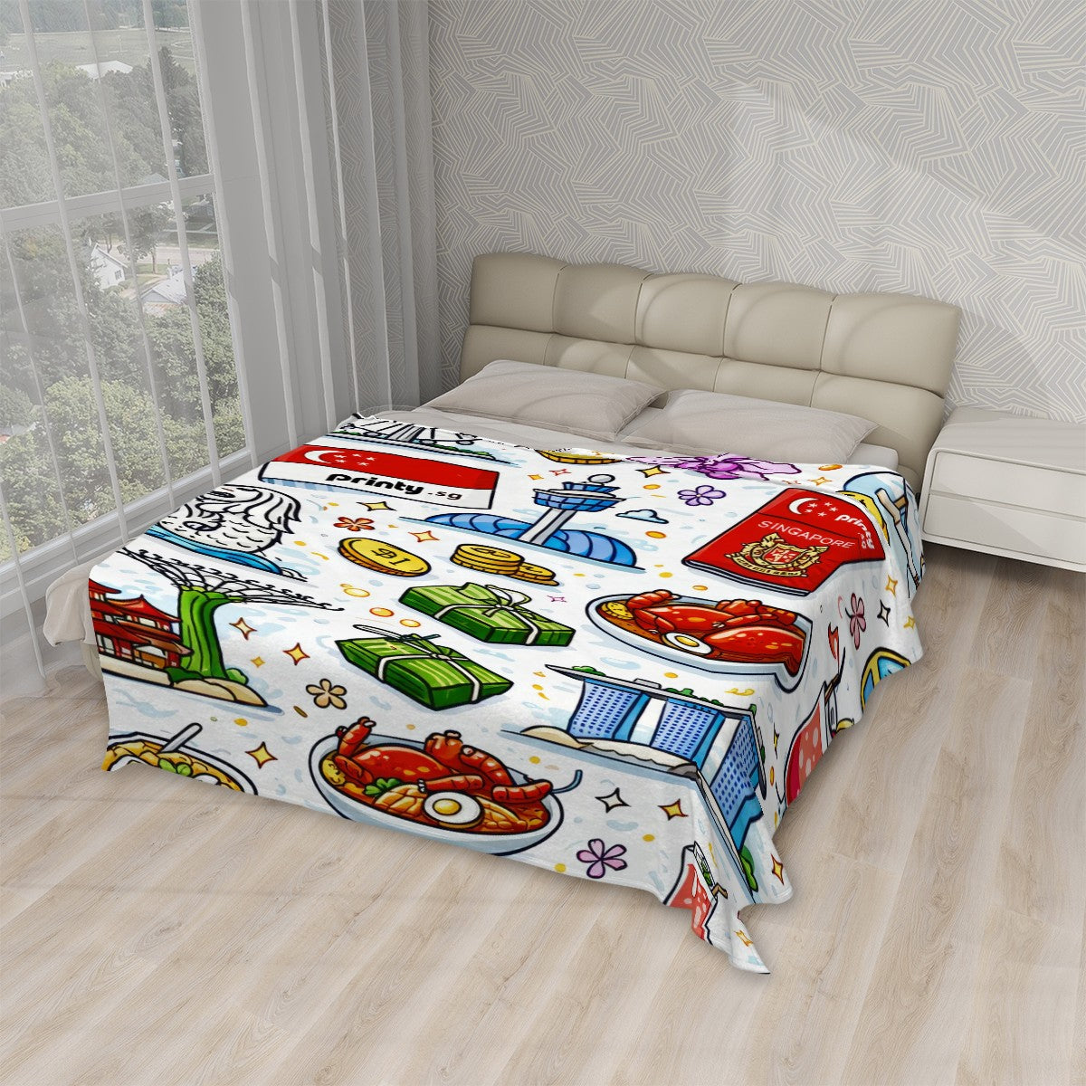 Custom 280 GSM Flannel Throw Blanket 80"x70" (Vertical)