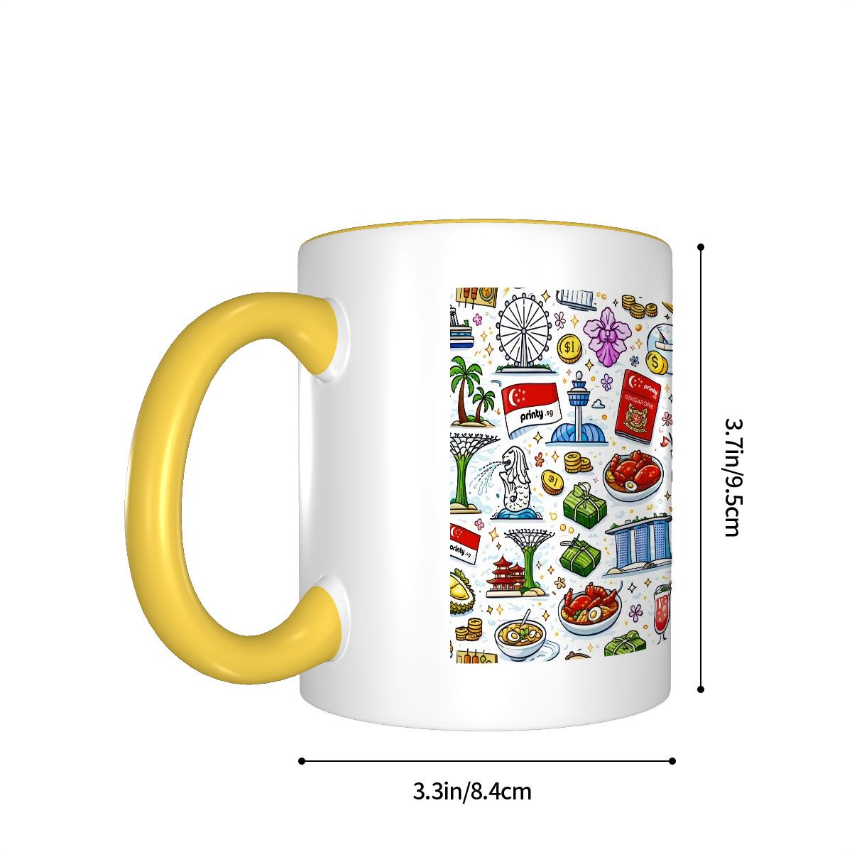 Custom Colored Ceramic Coffee Mug (11oz) (Area Print)