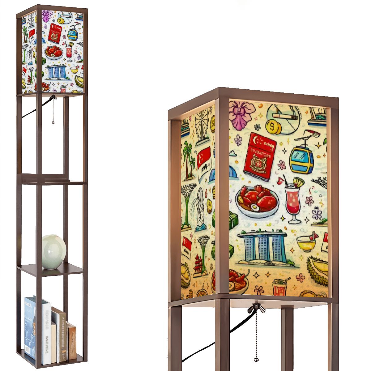 Custom Lampshade for Floor Lamp with Shelves