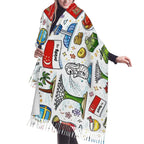 Custom Warm Fringed Scarf for Women (Horizontal)