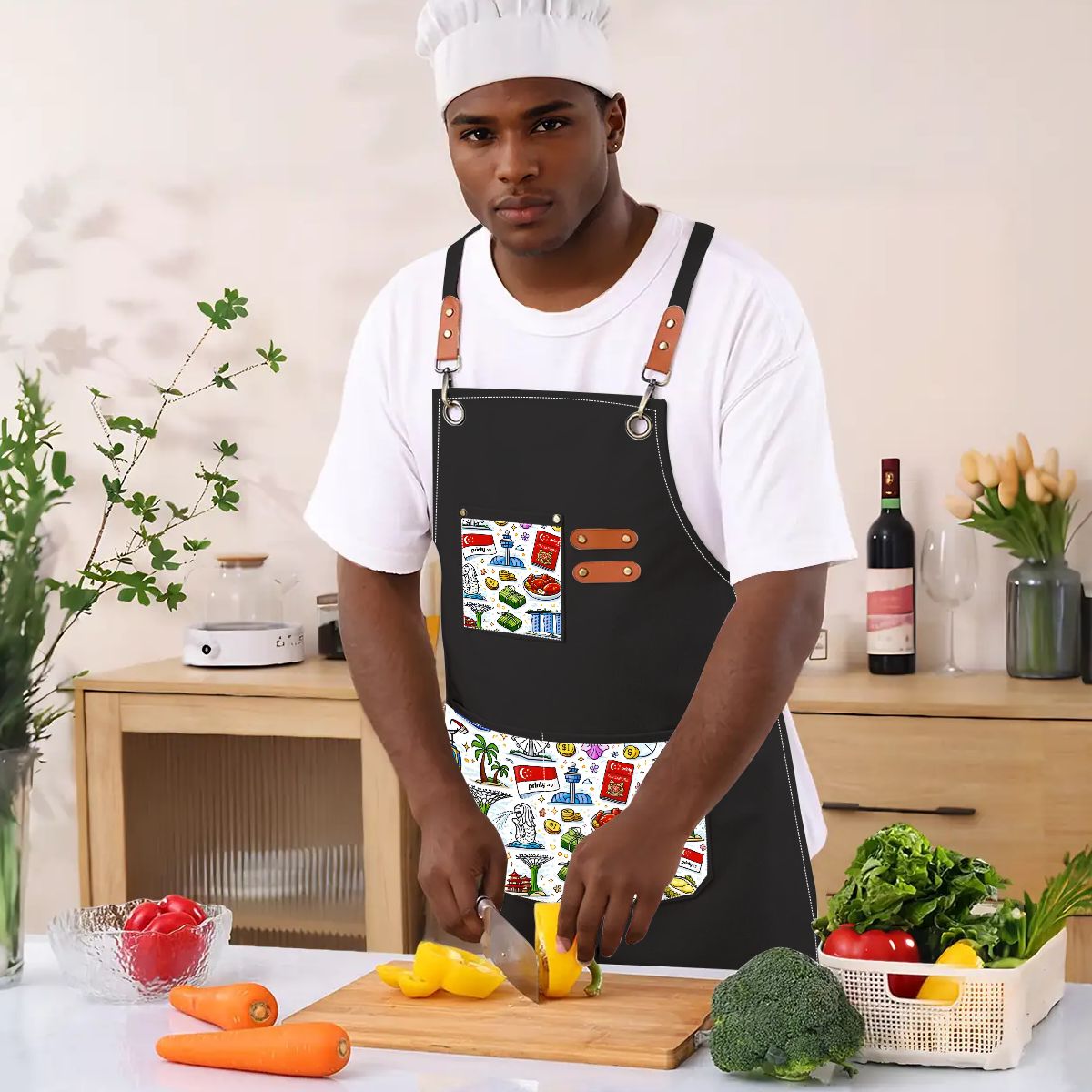 Custom Unisex Canvas Cross Back Apron with Pockets