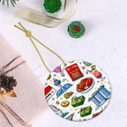 Custom Round Shape Ceramic Ornaments Christmas Decorations