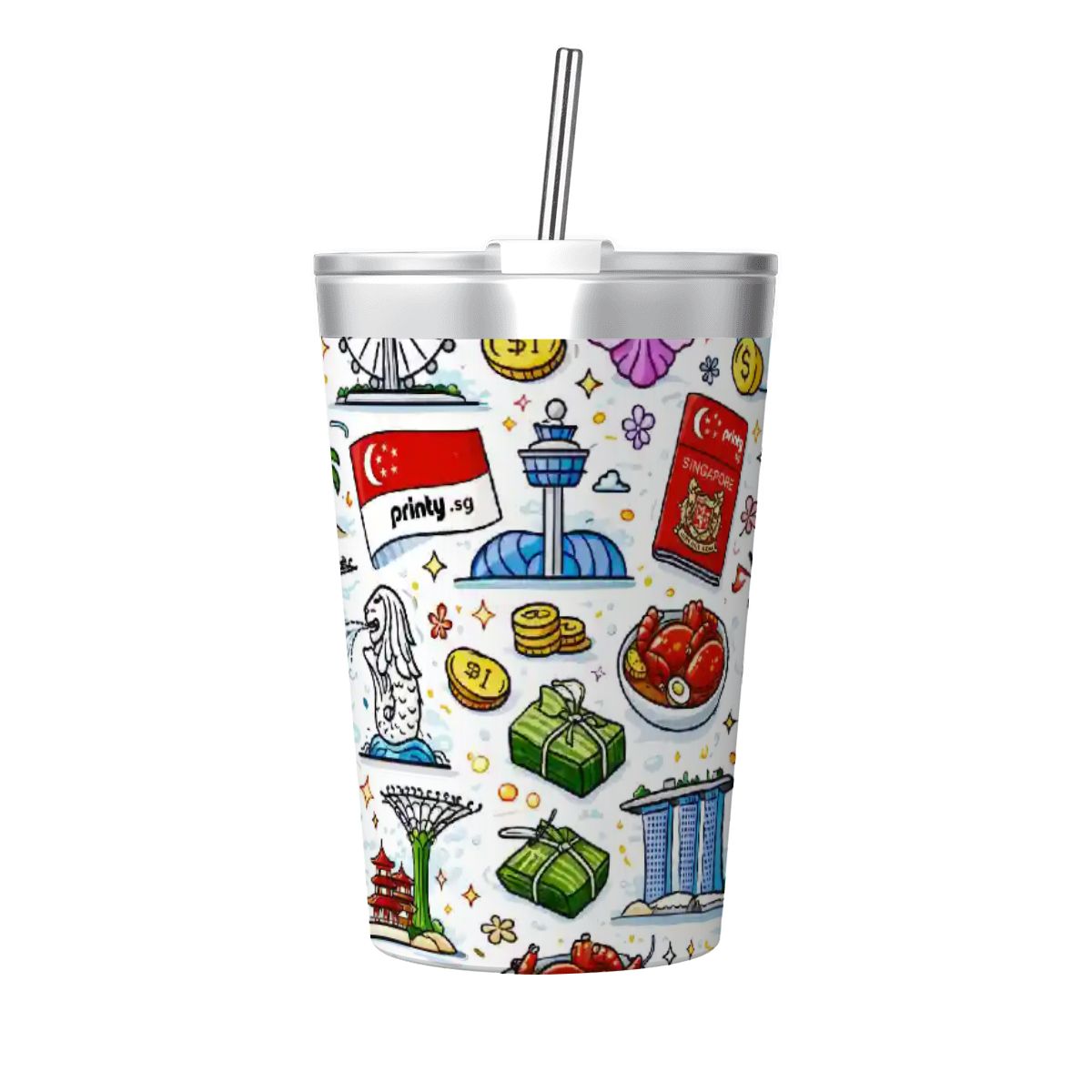 Custom Stainless Steel Water Bottle With Straw (12oz)