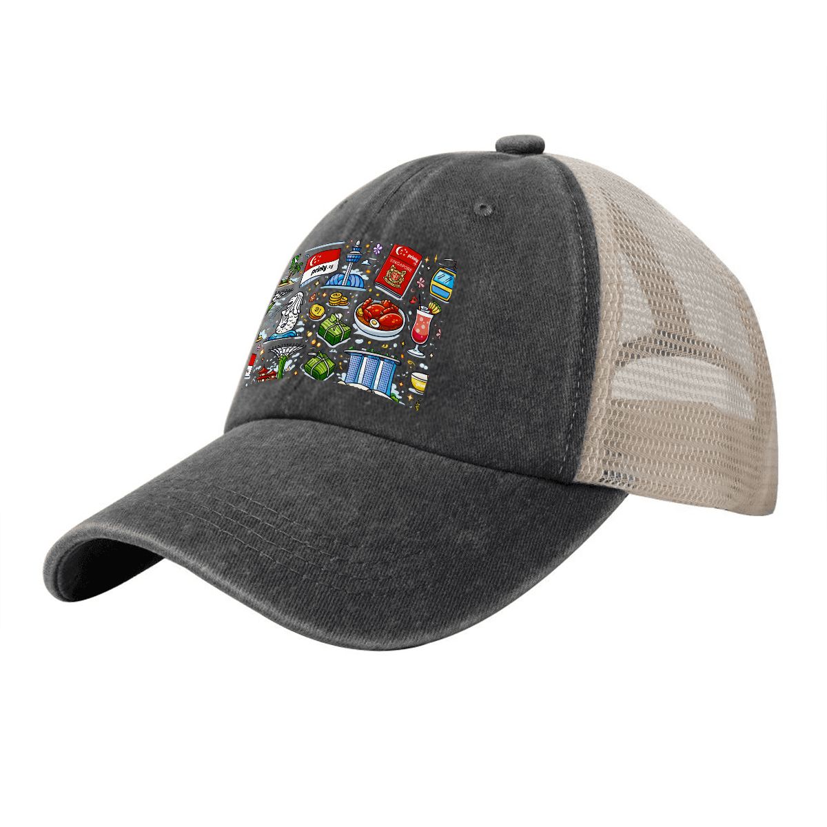 Custom Washed Denim Mesh Cap
