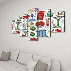 Custom 5 Panels Canvas Prints Wall Art (Set A)