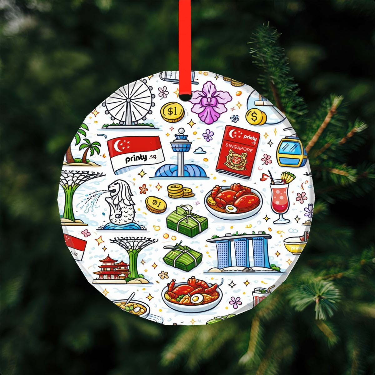 Custom Glass Round Christmas Ornament