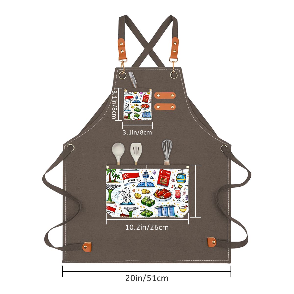 Custom Children's Canvas Cross Back Apron with Pockets
