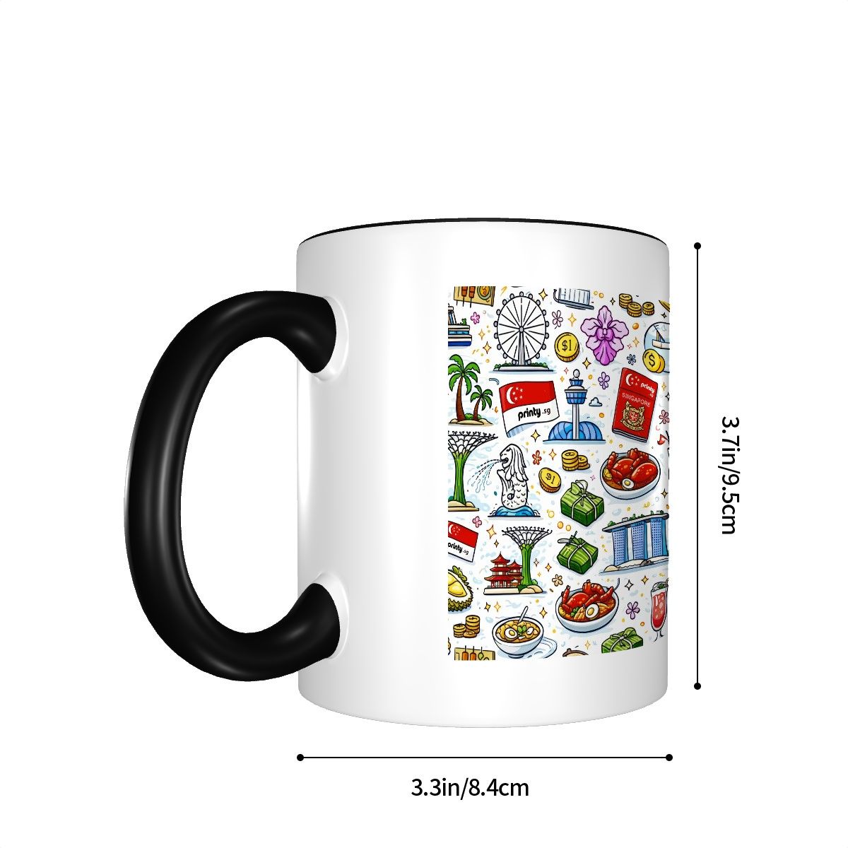 Custom Colored Ceramic Coffee Mug (11oz) (Area Print)