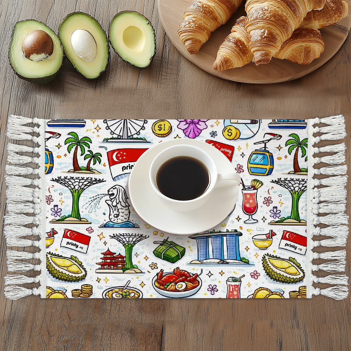 Custom Coffee Table Mat Placemat with Tassels
