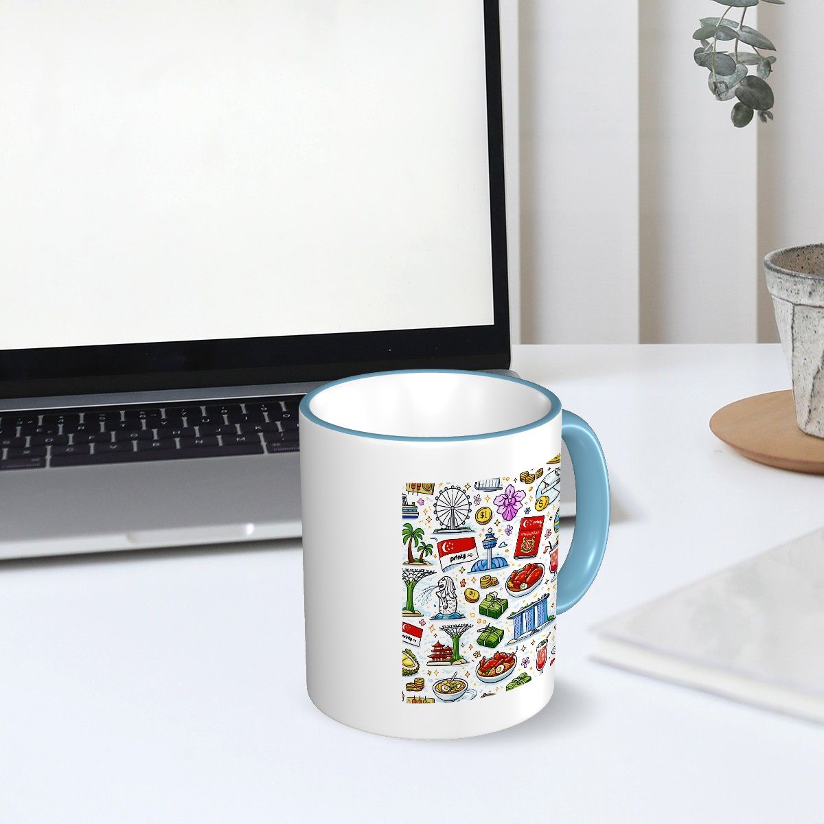 Custom Colored Ceramic Coffee Mug (11oz) (Area Print)