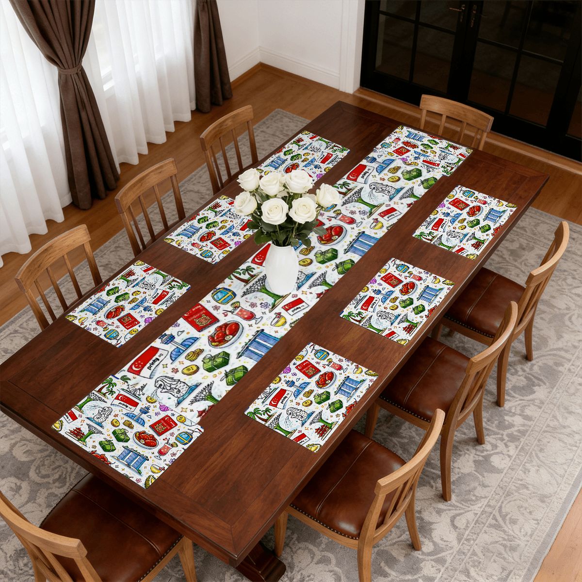 Custom Table Runner Placemat Set 9 Pieces