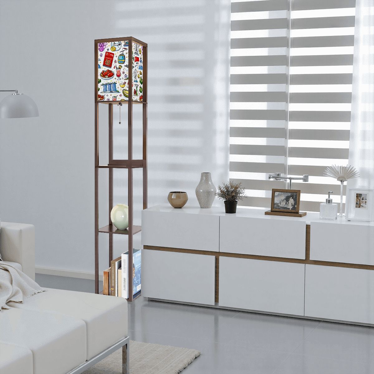 Custom Lampshade for Floor Lamp with Shelves