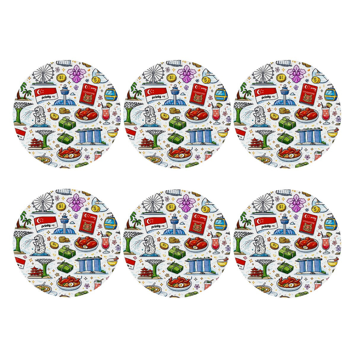 Custom Round Leather Coasters 6 pcs