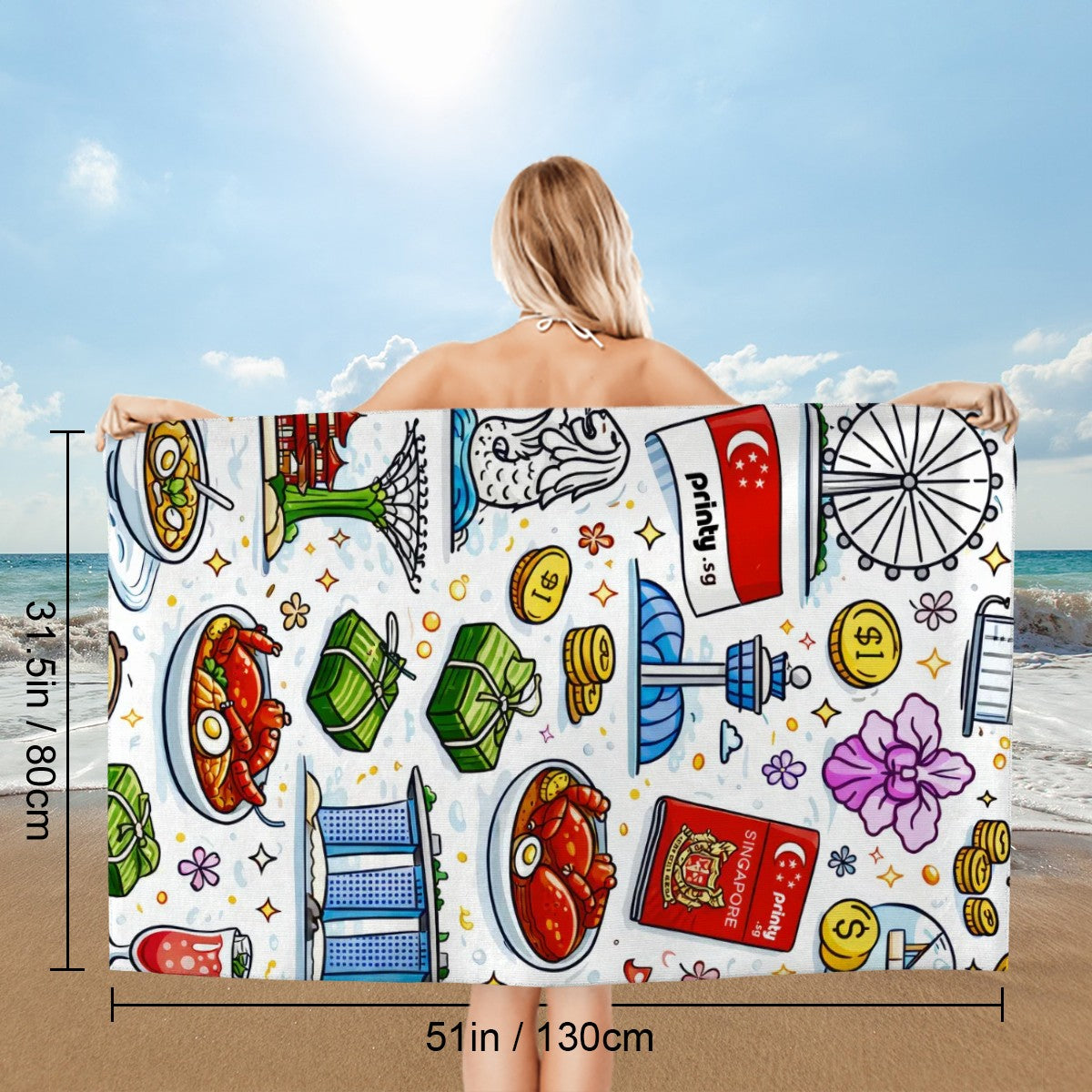 Custom Microfiber Absorbent Bath Towels 52"x32" (Vertical)