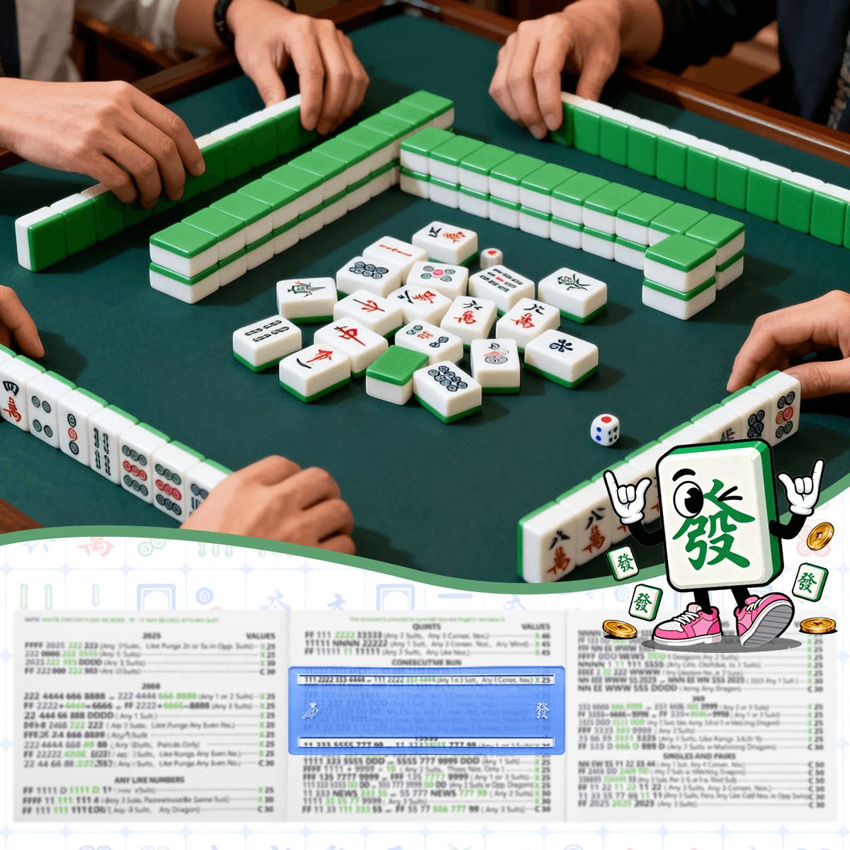Custom 4 Mahjong Card Holder with Line Finder