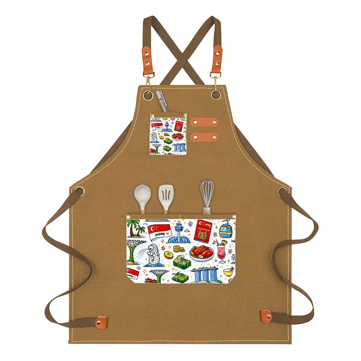 Custom Children's Canvas Cross Back Apron with Pockets