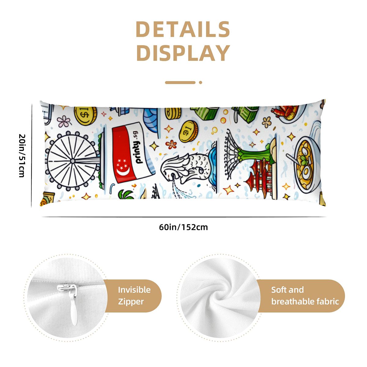 Custom Body Pillow Cover 20"x60"