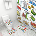 Custom Bathroom Rugs Set with Shower Curtain 4 pcs