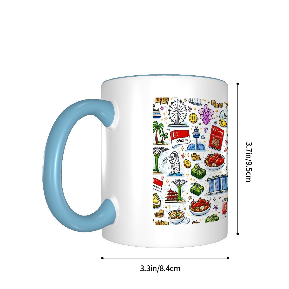Custom Colored Ceramic Coffee Mug (11oz) (Area Print)
