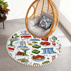 Custom Round Area Rug with Pom Poms