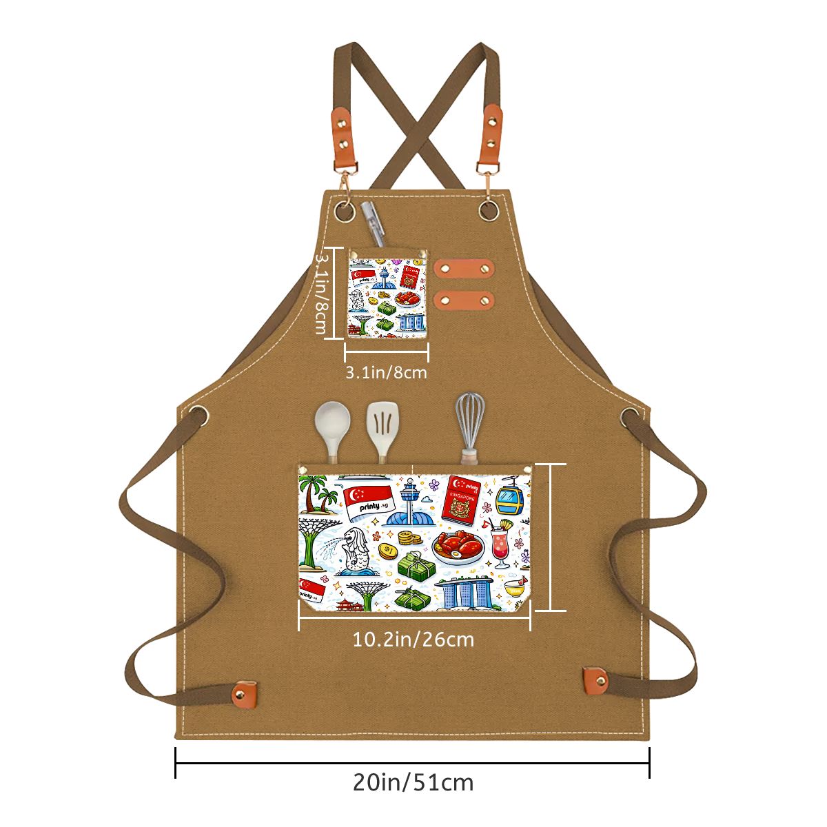 Custom Children's Canvas Cross Back Apron with Pockets