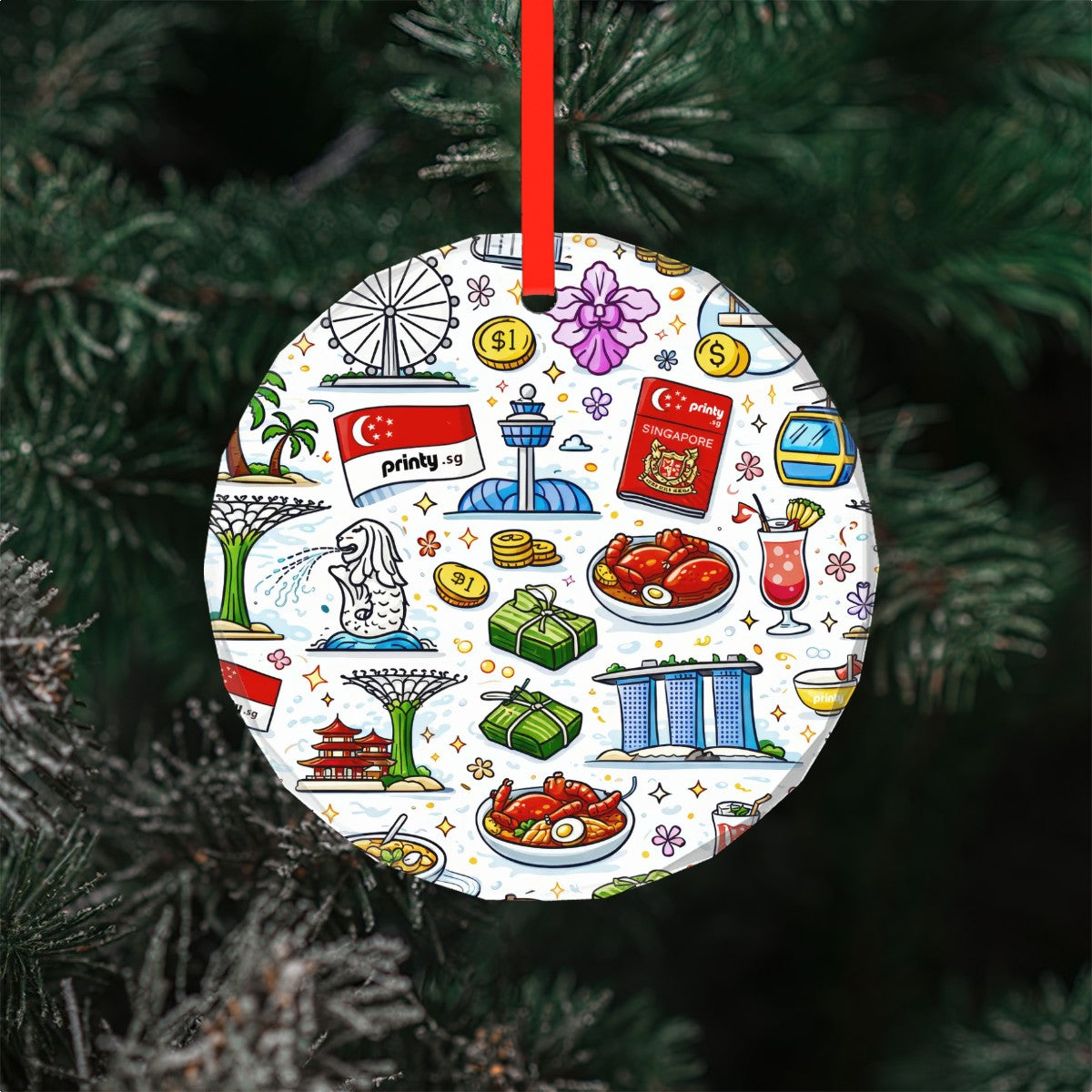 Custom Glass Round Christmas Ornament