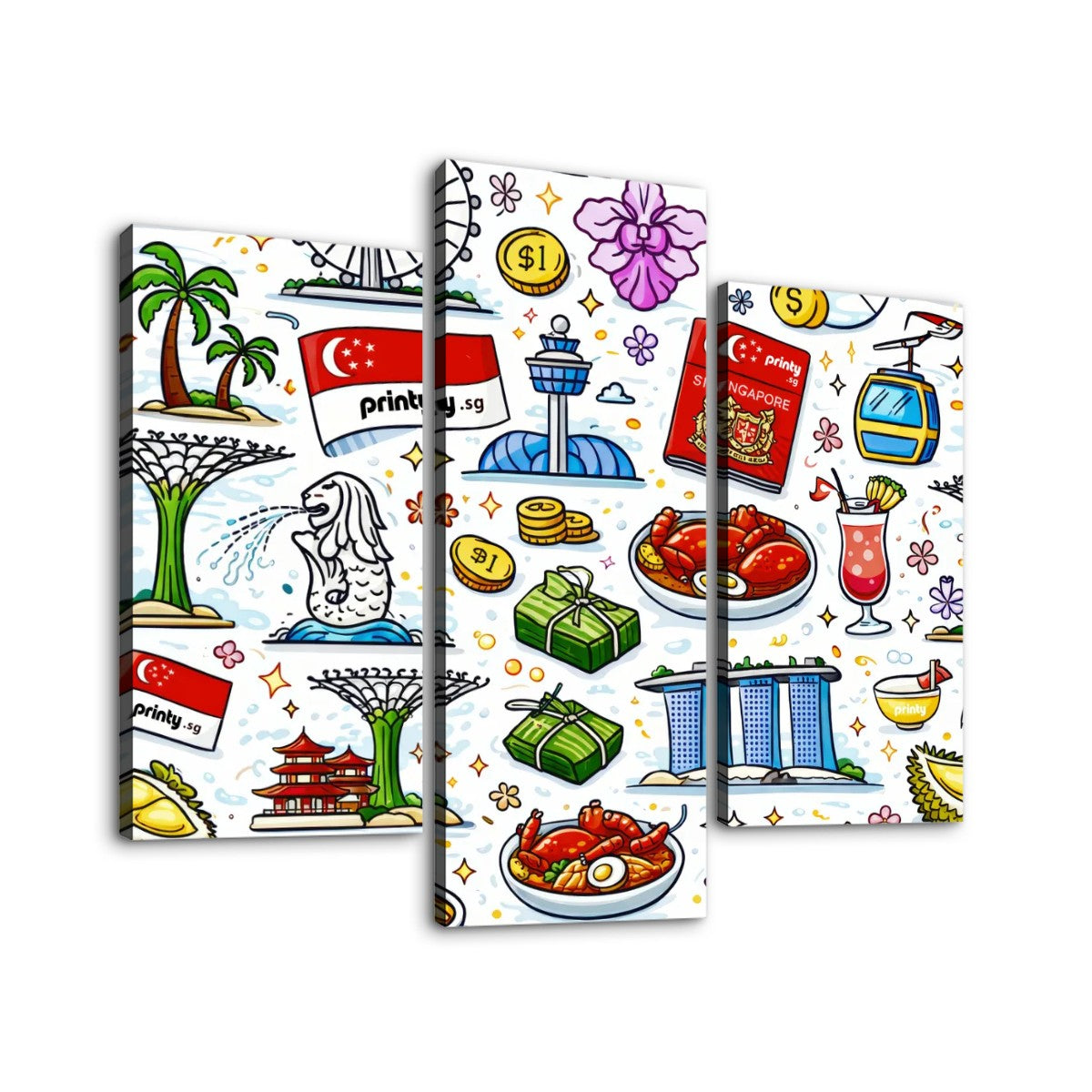 Custom 3 Panels Canvas Prints Wall Art (Set G)