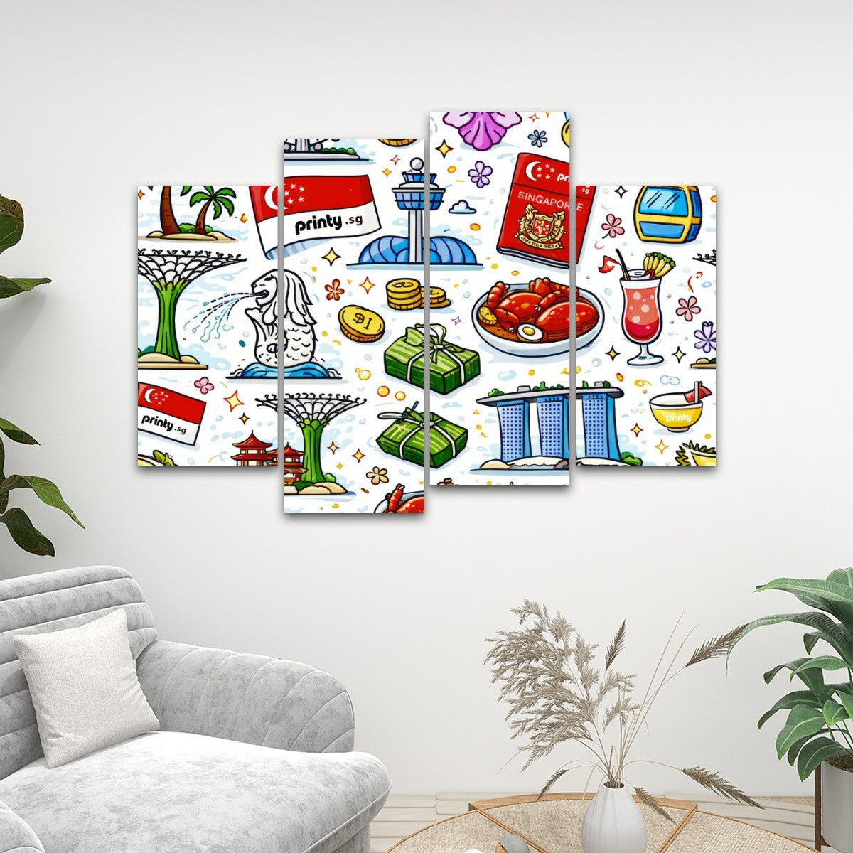 Custom 4 Panels Canvas Prints Wall Art (Set C)